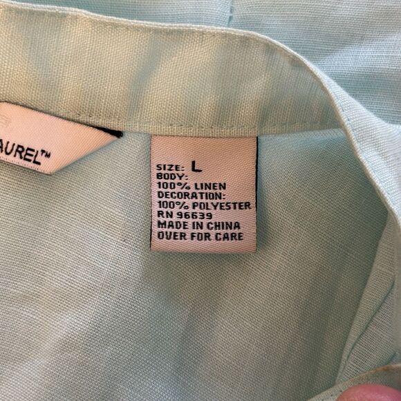 LUCY & LAUREL Linen boho Hippie Dainty Preppy Party Size Large‎ Top - Picture 10 of 11